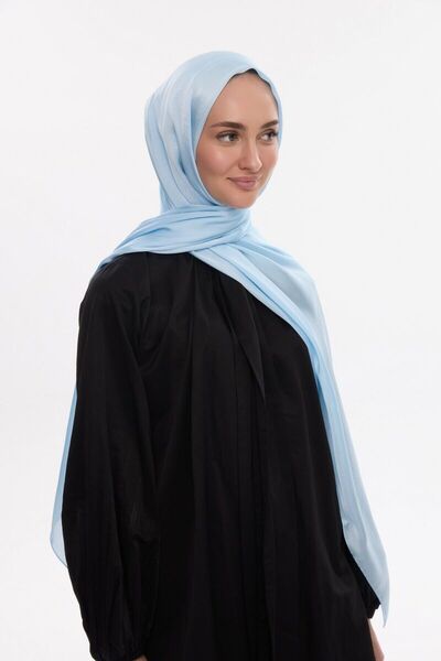 cs camellia scarf Idol Satin Janjan Shawl - Light Blue