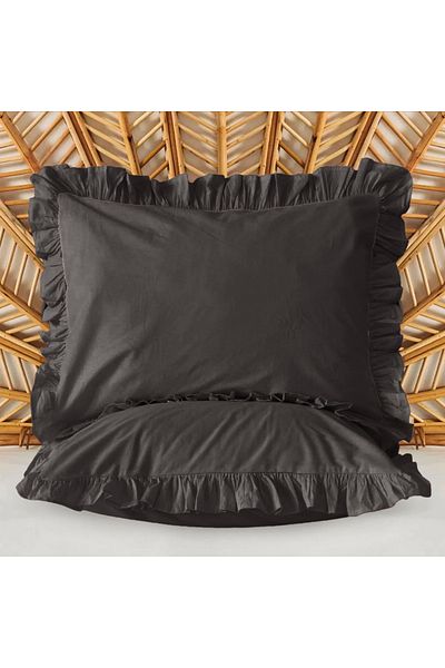 Evidea Soft Ruffled 2-Piece Pillowcase - Anthracite - 50X70 cm