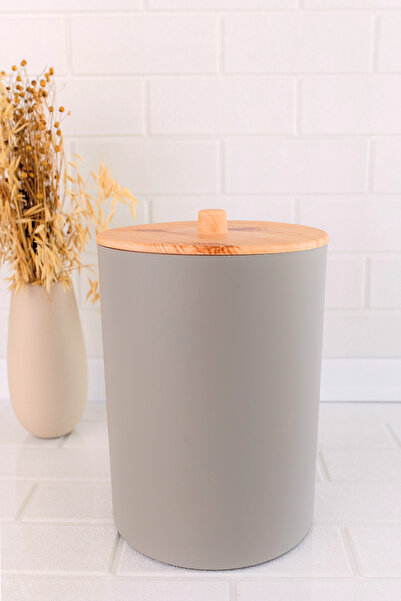 Flosoft Bambu Desenli Mutfak Banyo Çöp Kovası, Kahverengi