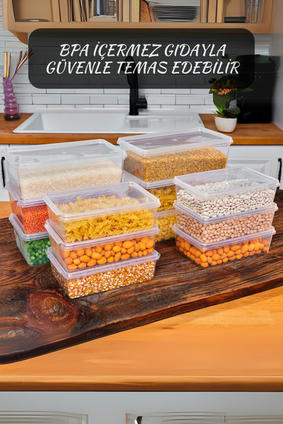 Codemfire 20'li Set Kendinden Kapaklı Saklama Kabı 10x(1 lt-2lt) Dondurucu, Erzak, Gıda