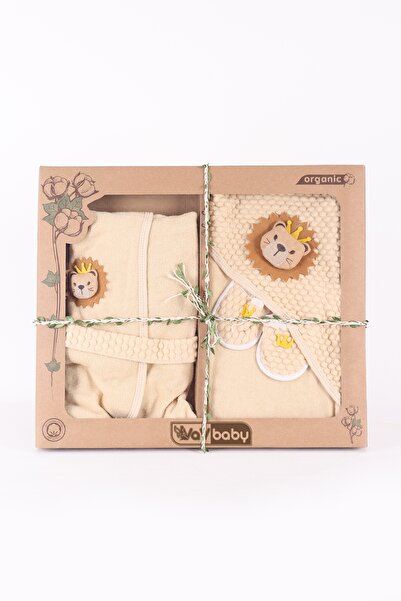 VaVbaby منشفة أطفال من الخيزران العضوي - طقم رداء حمام وقماط، موديل الأسد
