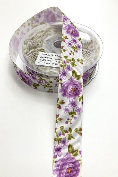 Hayalperest boncuk Κορδέλες Grosgrain με μοτίβο λουλουδιών 2,5 cm 1 Mt