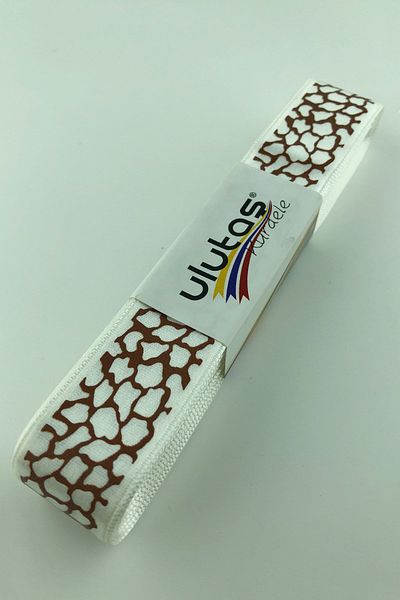 Hayalperest boncuk Panglică Satin Imprimată Model Gri Crem 2,5 Cm