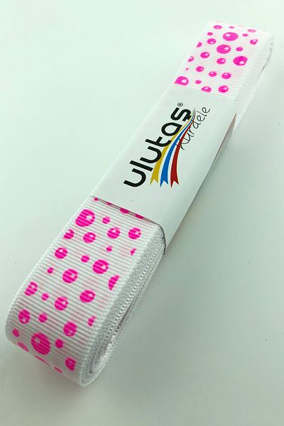 Hayalperest boncuk Κορδέλα με πουά εκτύπωση Grosgrain 2,5 cm