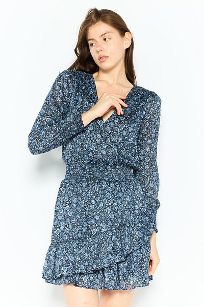 Michael Kors Women Floral Print Mini Dress, Blue Combo