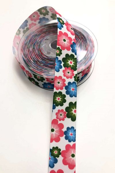 Hayalperest boncuk Κορδέλες Grosgrain με μοτίβο λουλουδιών 2,5 cm 1 Mt