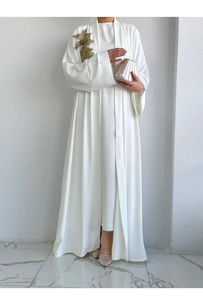 MELEK ARAZ طقم عباية نيدا أبيض