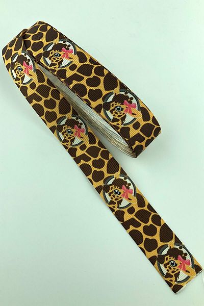 Hayalperest boncuk Εικόνες Giraffe Hahvan Τυπωμένη κορδέλα Grosgrain 10 Mt