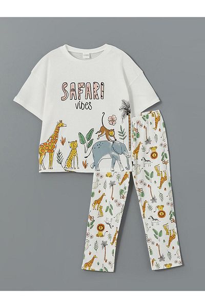 LC Waikiki Lcw Kids Crew Neck Girls Pajamas Set