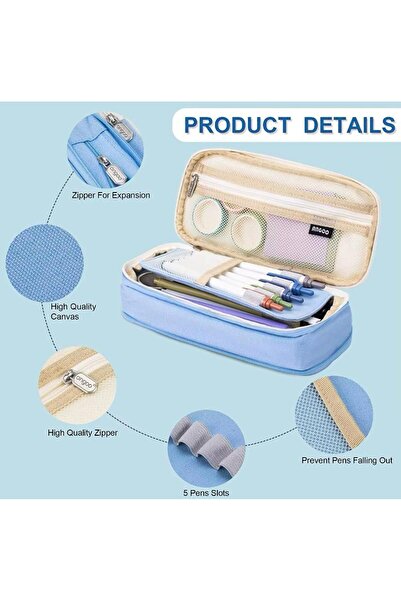 QUEVİLİY Kalemlik Kalem Kutusu çok foksiyonlu okul kalemlik kanvas 7 renk seçeneği