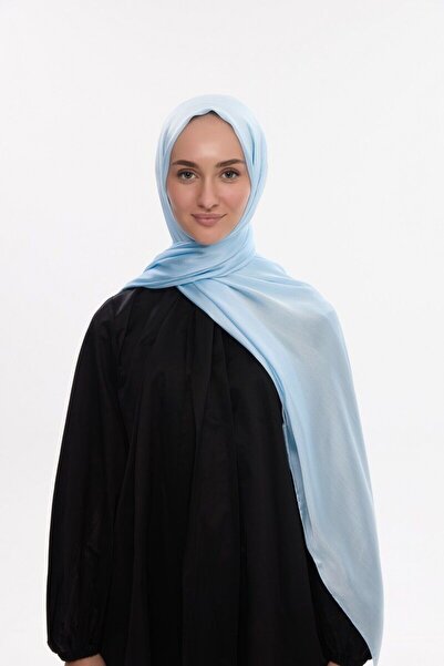 cs camellia scarf Idol Satin Janjan Shawl - Light Blue