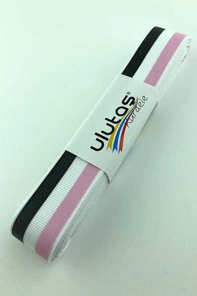 Hayalperest boncuk Μαύρη ροζ ρίγα με στάμπα Grosgrain κορδέλα 10 Mt