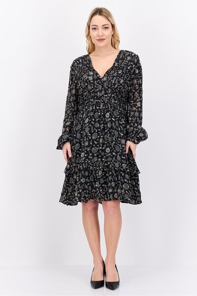 Scotch & Soda Women Allover Print Mini Dress, Black Combo