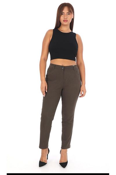 AKŞEN GİYİM Plus Size Full Lycra 96% Cotton/Cotton Gabardine Fabric Pipe Leg Pants
