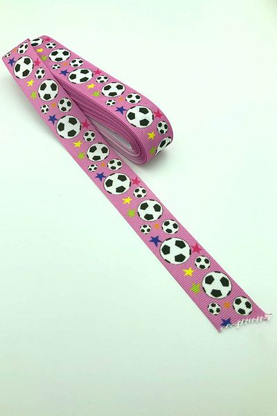 Hayalperest boncuk Ροζ μπάλα ποδοσφαίρου με στάμπα Grosgrain κορδέλα 10 Mt
