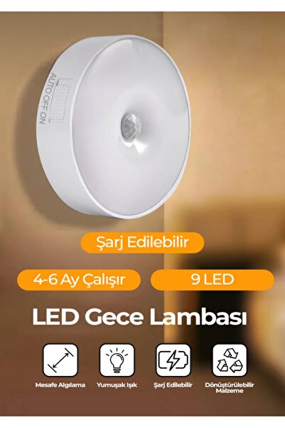 Fırsat7 Hareket Sensörlü Usb Şarjlı Led Işık Lamba Oda Mutfak Salon Ve Merdiven Işıklandırma