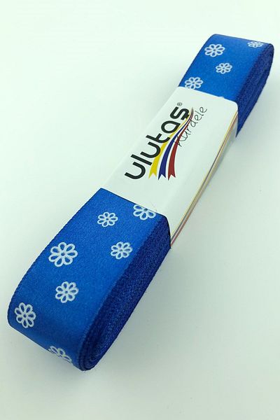 Hayalperest boncuk Saks Blue Daisy Printed Σατέν Κορδέλα 2,5 εκ