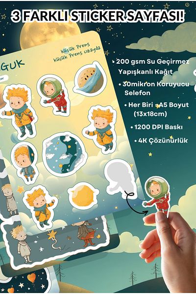 GUGUK Little Prince's Space Adventure Sticker Leaves Set