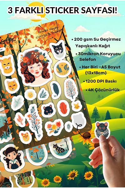 GUGUK Nature's Joyful Girls Sticker Leaves Set