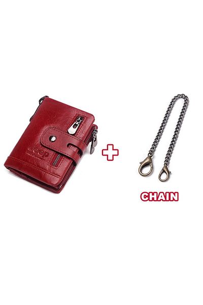 Jeep Red Leather Wallet One Hundred Percent Genuine Leather Protected