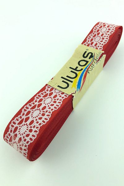 Hayalperest boncuk Red Lace Printed Grosgrain Ribbon 2.5 Cm