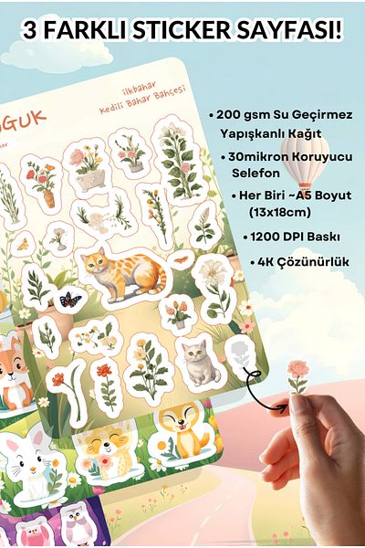 GUGUK Cute Friends of Spring Sticker Leaves Set