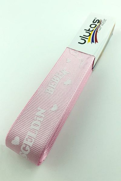 Hayalperest boncuk Ροζ Welcome Baby Printed Grosgrain Κορδέλα 2,5 εκ