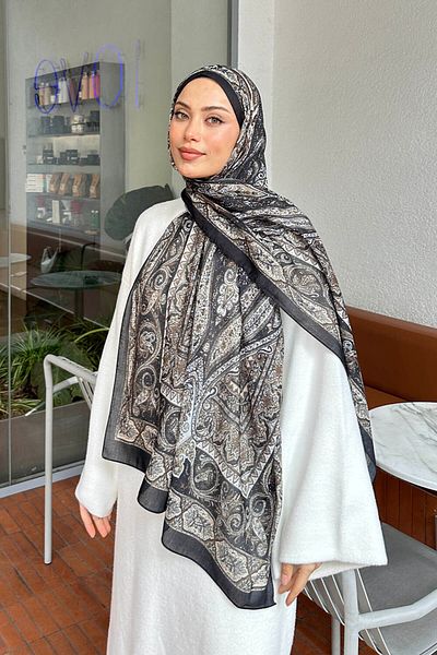 lamelif.com Μαύρο μπεζ ρετρό βαμβακερό σάλι