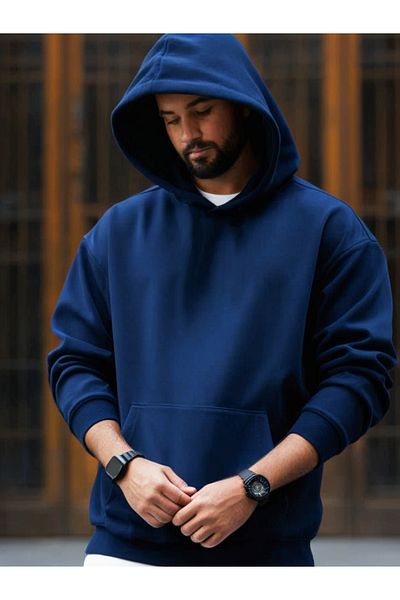 DEEPSENCE Φούτερ με κουκούλα Navy Blue Oversize