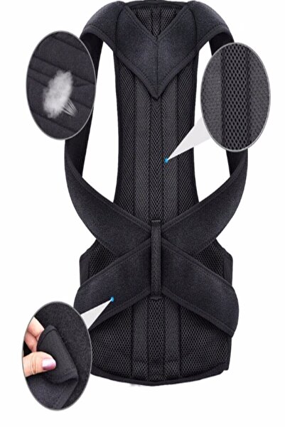 Ankaflex Unisex Black Double Underwire Upright Posture Anti Humpback Orthopedic Waist Back Shoulder Supporting Corset