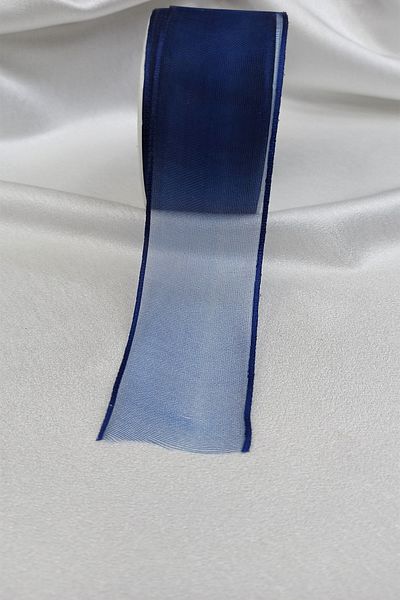 Hayalperest boncuk Saks Blue Striped Organza Ribbon