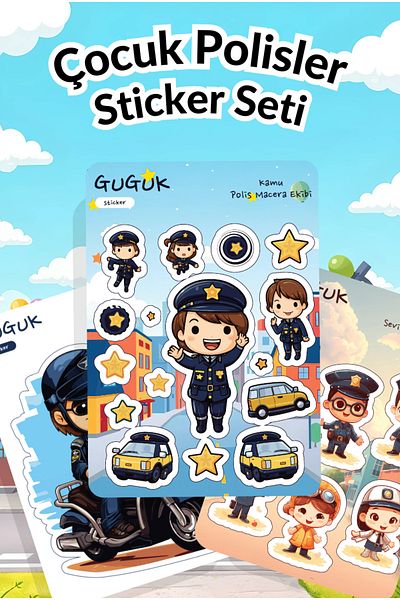 GUGUK Children's Policemen Sticker Leaves Set