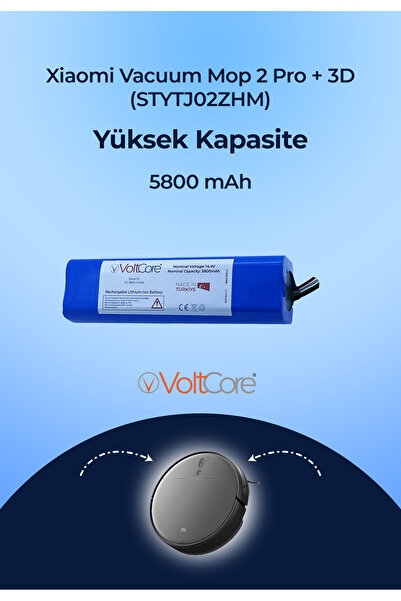 VoltCore Robot Süpürge Bataryası 5800mah (YÜKSEK KAPASİTE) Xiaomi Vacuum Mop 2 Pro 3d (STYTJ02ZHM) Uyumlu