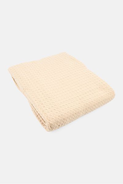 Muy Mucho Recycled Cotton Multipurpose Textured Blanket 220 X 240 Cm, Beige
