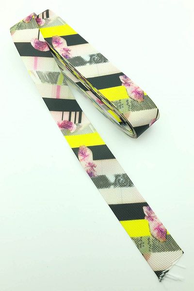 Hayalperest boncuk Panglică Grosgrain Imprimată Florală în dungi 10 Mt