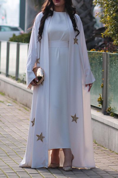 MELEK ARAZ Λεπτομερής Ecru Star Abaya