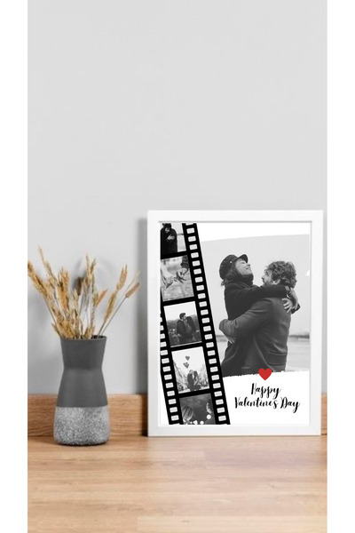 Store Sevgiliye Kişiye Özel Film Şeridi Tablo - 13x18 Ölçü (KALIN KENAR AHŞAP...