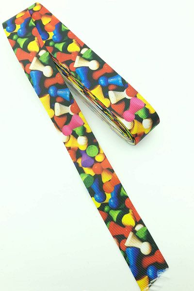 Hayalperest boncuk Πολύχρωμη Πιόνι Έντυπη Κορδέλα Grosgrain 10 Mt