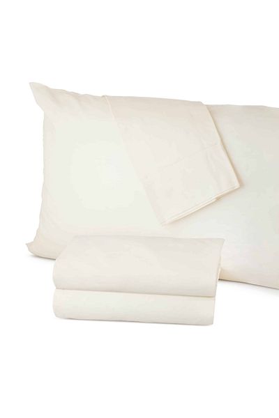 Orange Bed & Bath Stitch | Cotton Double Size Sheet Set, 4 Pieces, 300 Stitches - Ivory |200 × 189 cm
