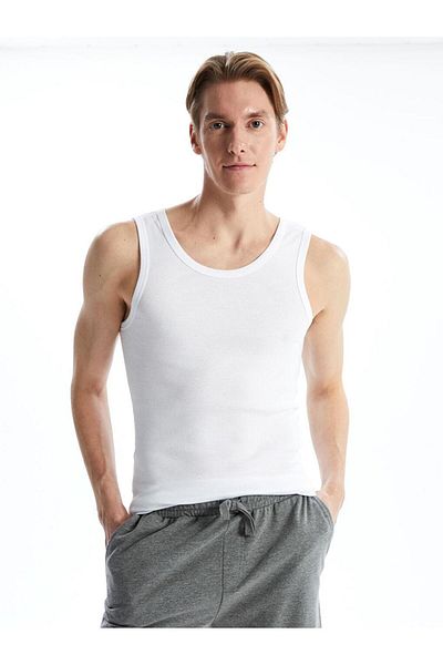 LC Waikiki U-Neck Combed Cotton Men's Undershirt, 2-pack