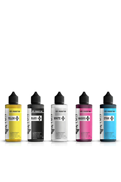 Plus Tortusuz Cmyk+W Dtf Mürekkep Seti – 5 X 250 ml