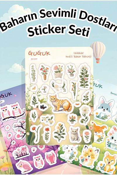 GUGUK Cute Friends of Spring Sticker Leaves Set