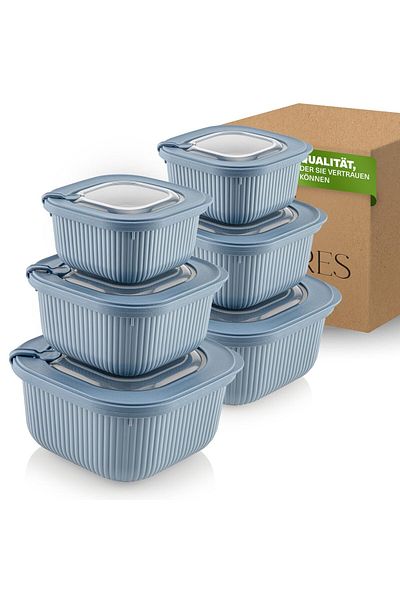 Viwares Frischhaltedosen im 6er Set mit transparentem Ventildeckel 3 Größen (600ml/1100ml/1800ml)
