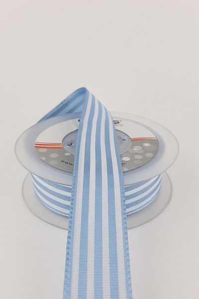 Hayalperest boncuk Baby Blue ριγέ ταφτά κορδέλα 20 m