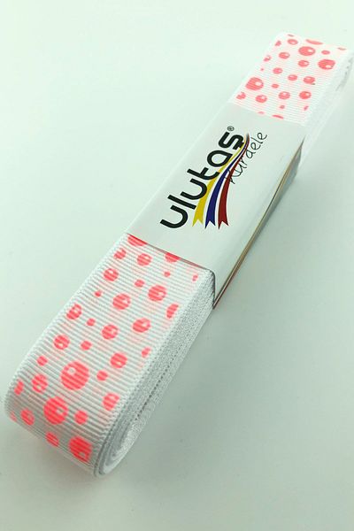 Hayalperest boncuk Panglică Grosgrain cu imprimeu cu puncte neon portocaliu deschis 2,5 cm