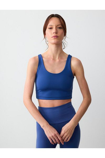 Jimmy Key Bralet tricotat albastru slim cu decolteu în U