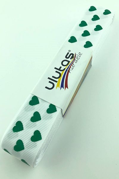 Hayalperest boncuk Κορδέλα Grosgrain με στάμπα πράσινη καρδιά