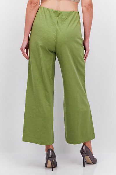Esprit Women Regular Fit Solid Wide Leg Pants, Olive
