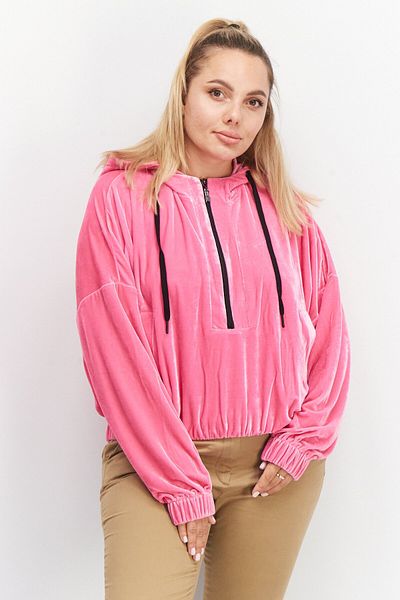 Steve Madden Women Myla Rhinestone Velvet Sweatshirt, Pink