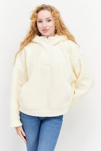 Esprit Women Hooded Long Sleeve Textured Sweatshirt, Cream